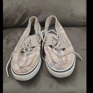 Sperry top sider plaid brown women's 10M slide on boat shoes